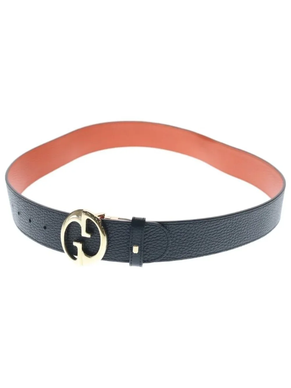 Gucci GG Supreme Reversible Belt Black Orange Leather Gold